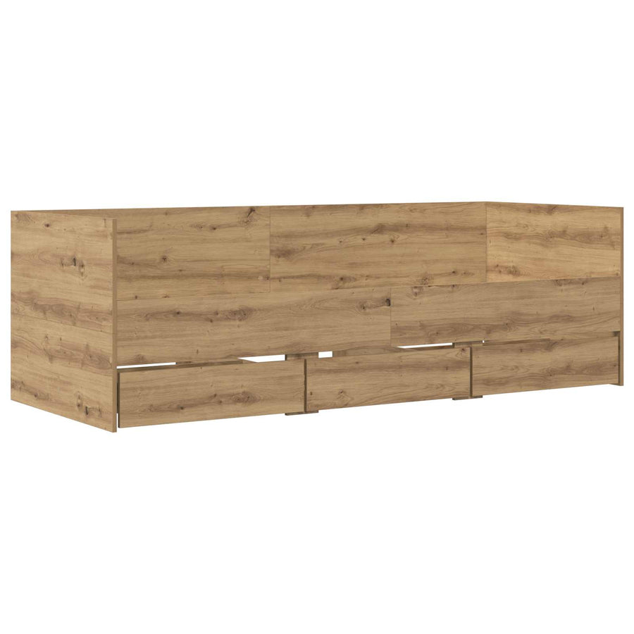 Dagbed met lade met hoofdeinde Artisanaal eiken Bewerkt hout