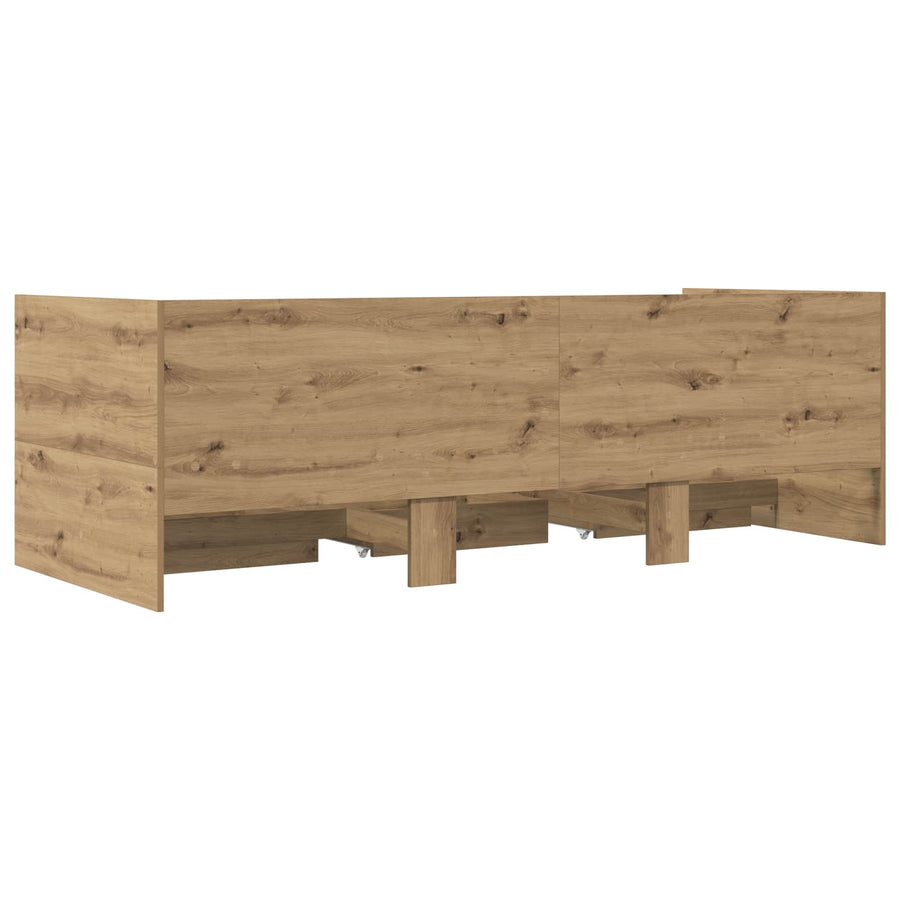 Dagbed met lade met hoofdeinde Artisanaal eiken Bewerkt hout