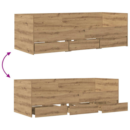Dagbed met lade met hoofdeinde Artisanaal eiken Bewerkt hout
