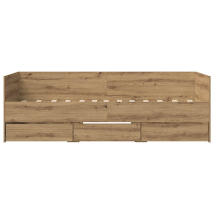 Dagbed met lade met hoofdeinde Artisanaal eiken Bewerkt hout