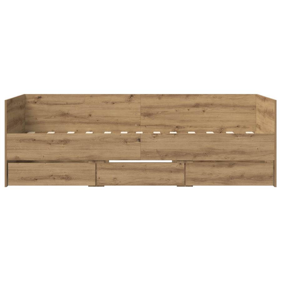 Dagbed met lade met hoofdeinde Artisanaal eiken Bewerkt hout