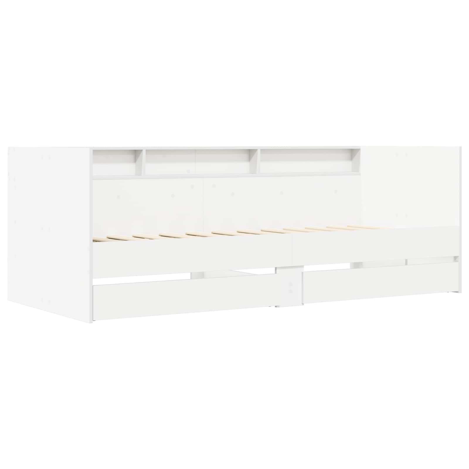 Dagbed met lade met plank met hoofdeinde Wit Bewerkt hout
