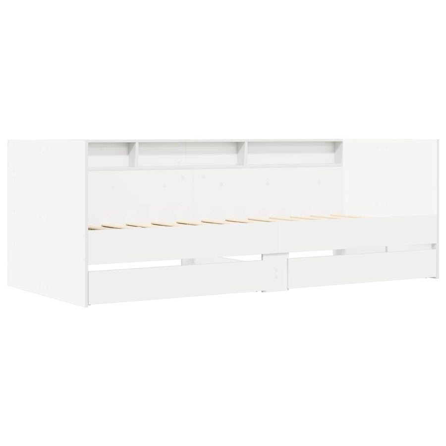 Dagbed met lade met plank met hoofdeinde Wit Bewerkt hout