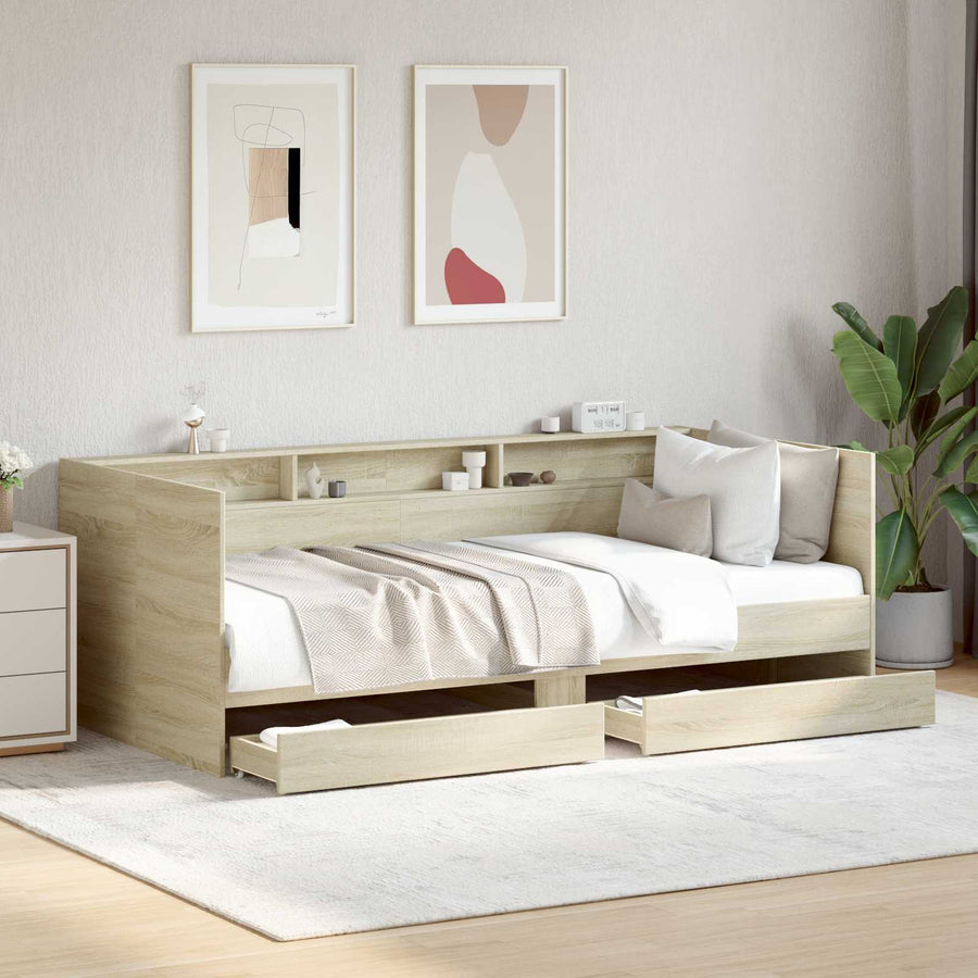 Dagbed met lade met plank met opslag Sonoma Eiken Bewerkt hout