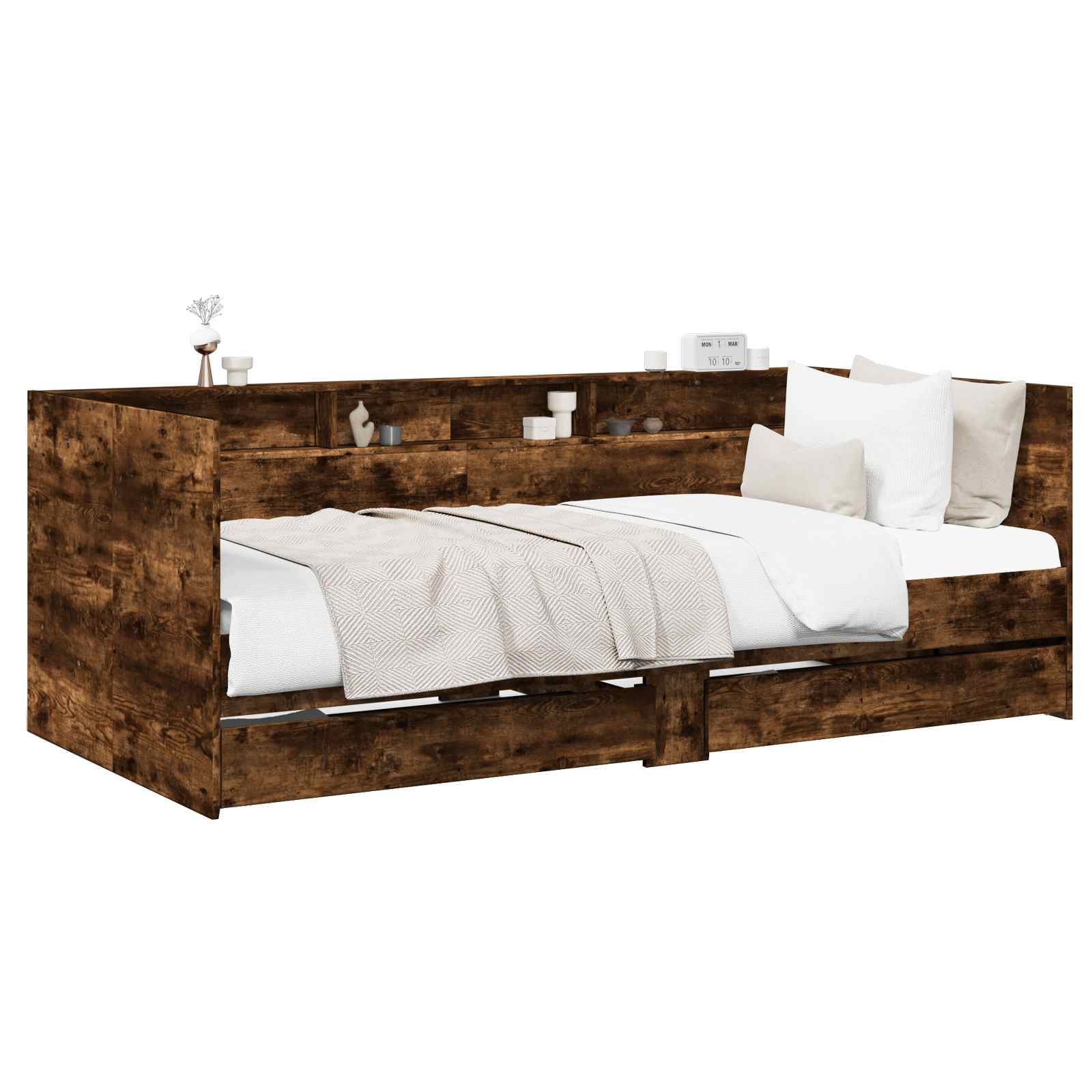 Dagbed met lade met plank met opslag Gerookt eiken Bewerkt hout