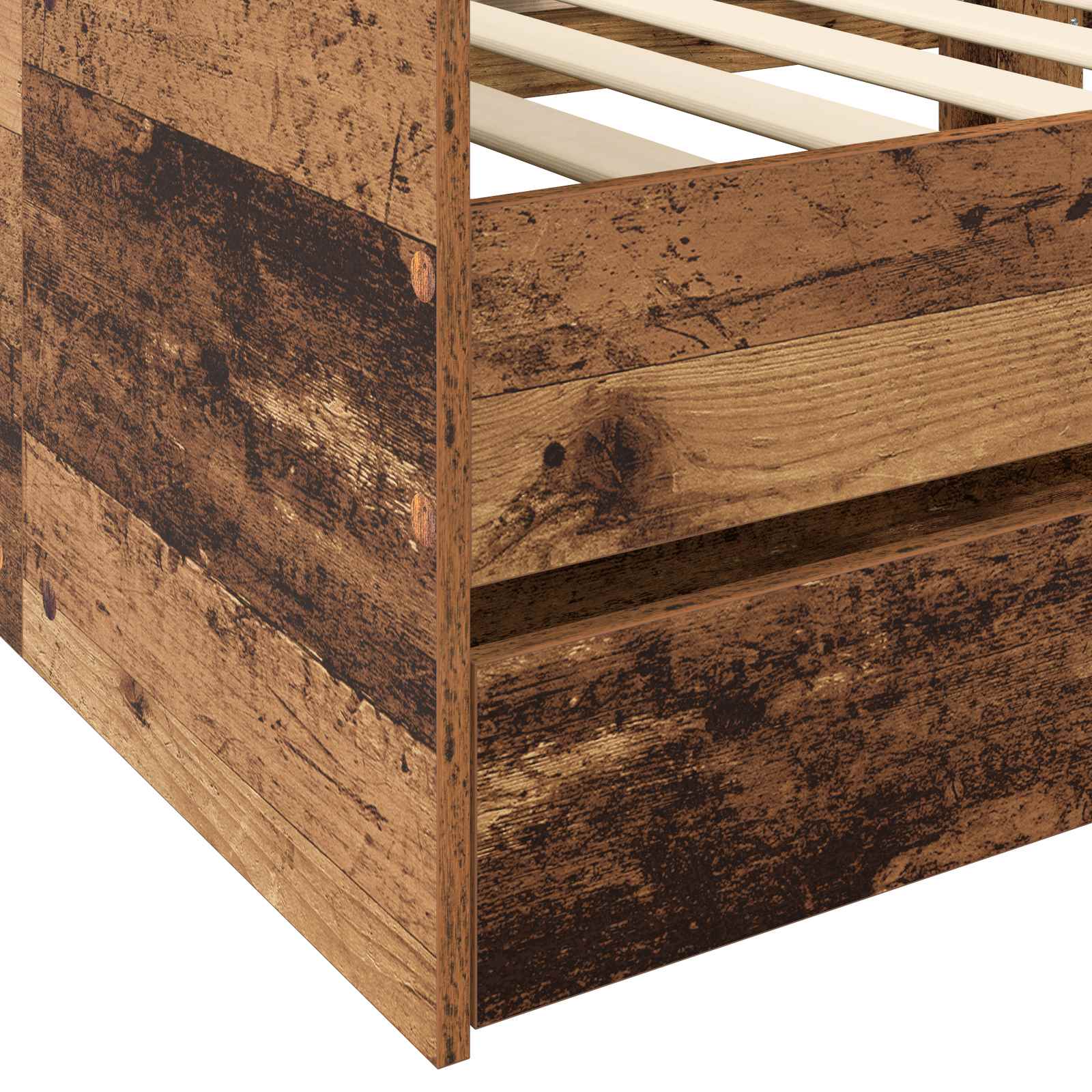 Dagbed met lade met plank met hoofdeinde Oud hout Bewerkt hout