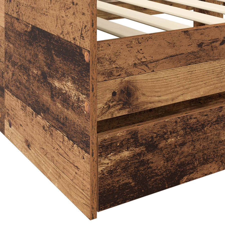 Dagbed met lade met plank met hoofdeinde Oud hout Bewerkt hout