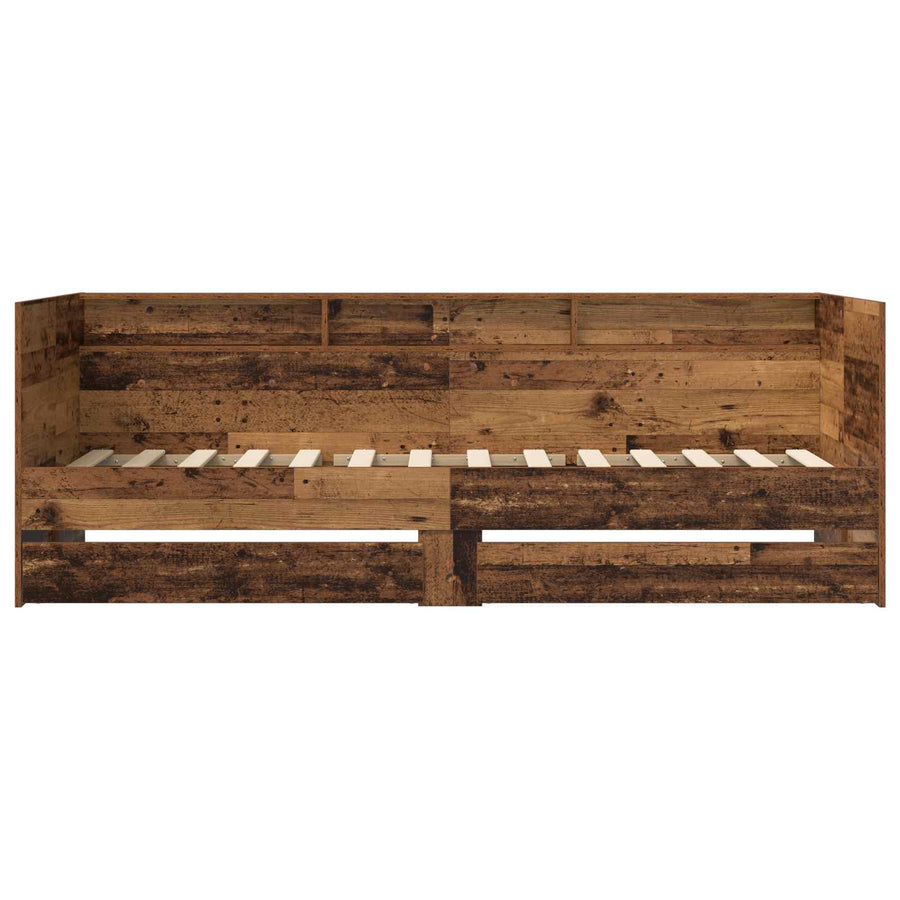 Dagbed met lade met plank met hoofdeinde Oud hout Bewerkt hout