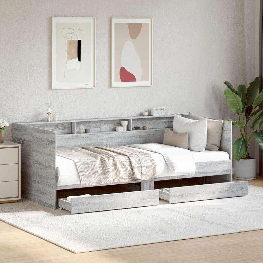 Dagbed met lade met plank met opslag Grijs Sonoma Bewerkt hout