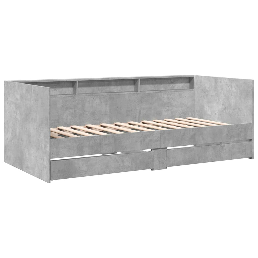 Dagbed met lade met plank met opslag Betongrijs Bewerkt hout