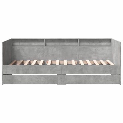 Dagbed met lade met plank met opslag Betongrijs Bewerkt hout