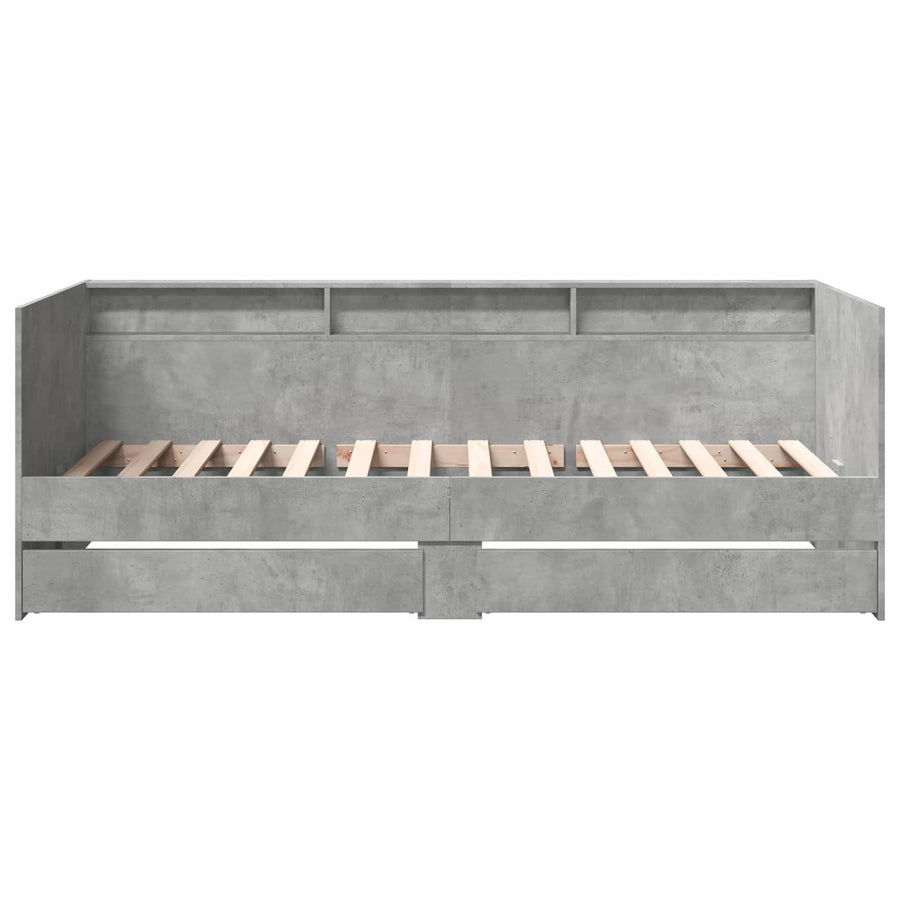 Dagbed met lade met plank met opslag Betongrijs Bewerkt hout