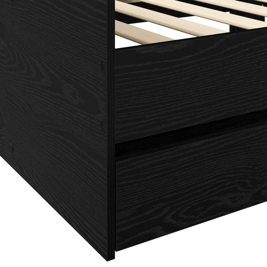 Dagbed met lade met plank met opslag Zwart eiken Bewerkt hout