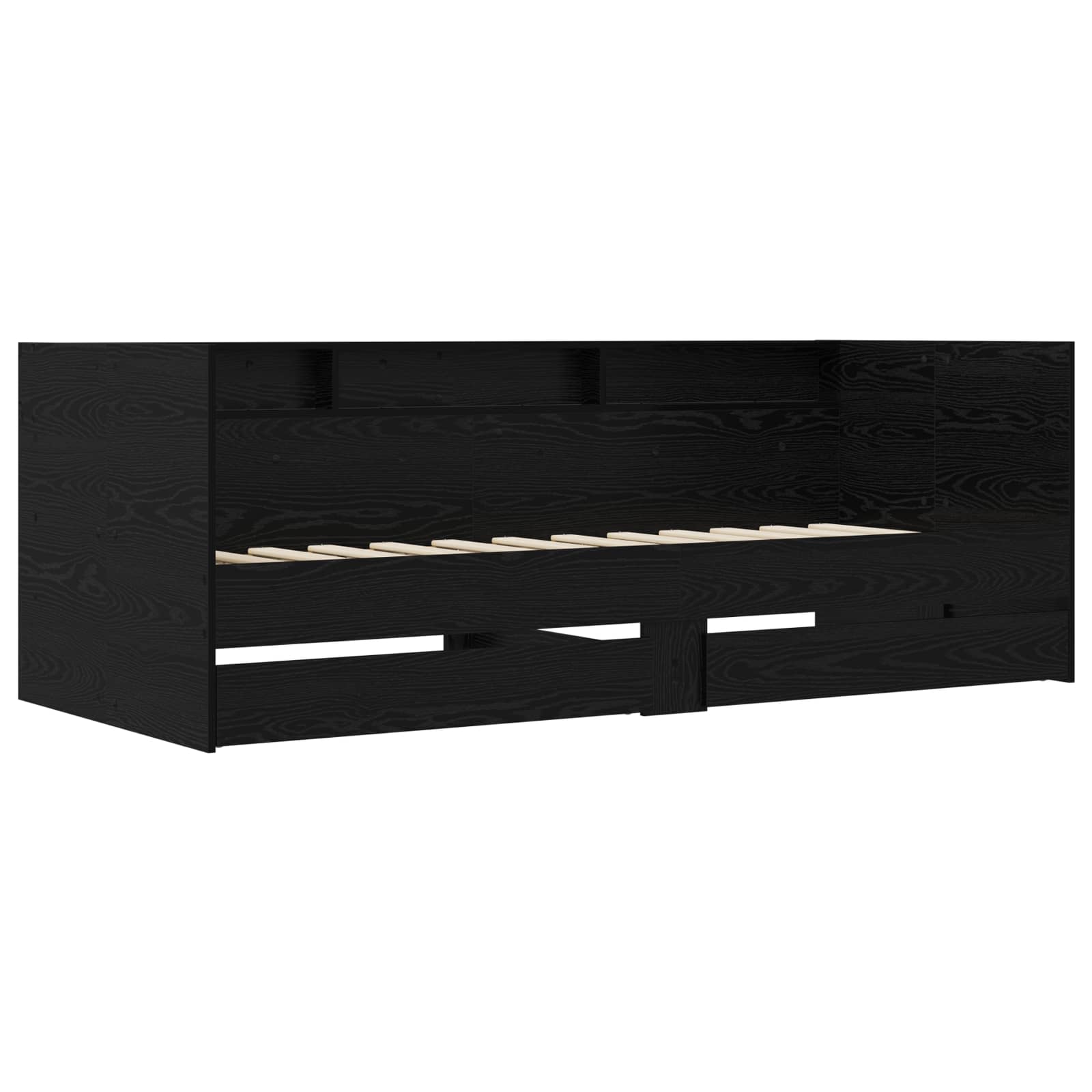 Dagbed met lade met plank met opslag Zwart eiken Bewerkt hout