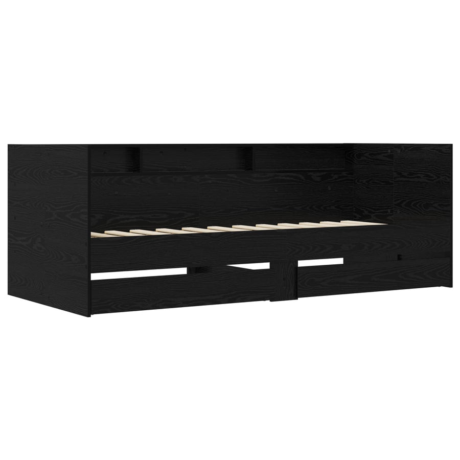 Dagbed met lade met plank met opslag Zwart eiken Bewerkt hout