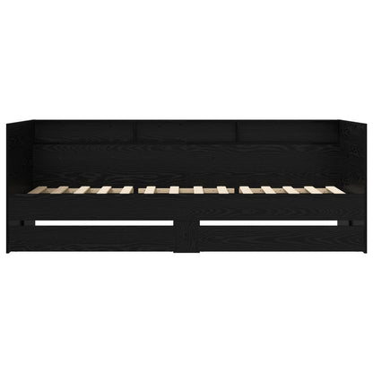 Dagbed met lade met plank met opslag Zwart eiken Bewerkt hout