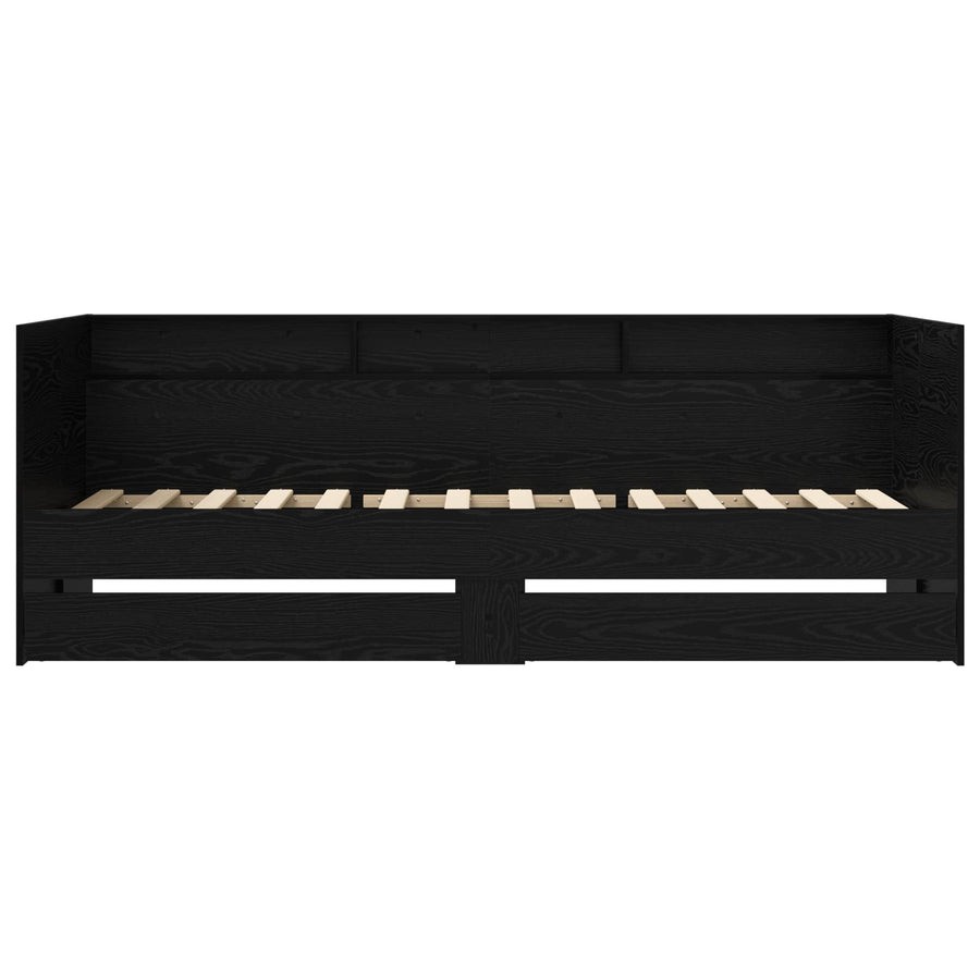 Dagbed met lade met plank met opslag Zwart eiken Bewerkt hout