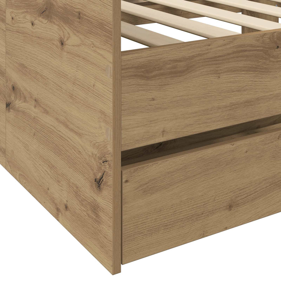 Dagbed met lade met plank Artisanaal eiken Bewerkt hout