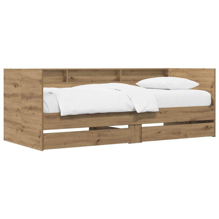 Dagbed met lade met plank Artisanaal eiken Bewerkt hout