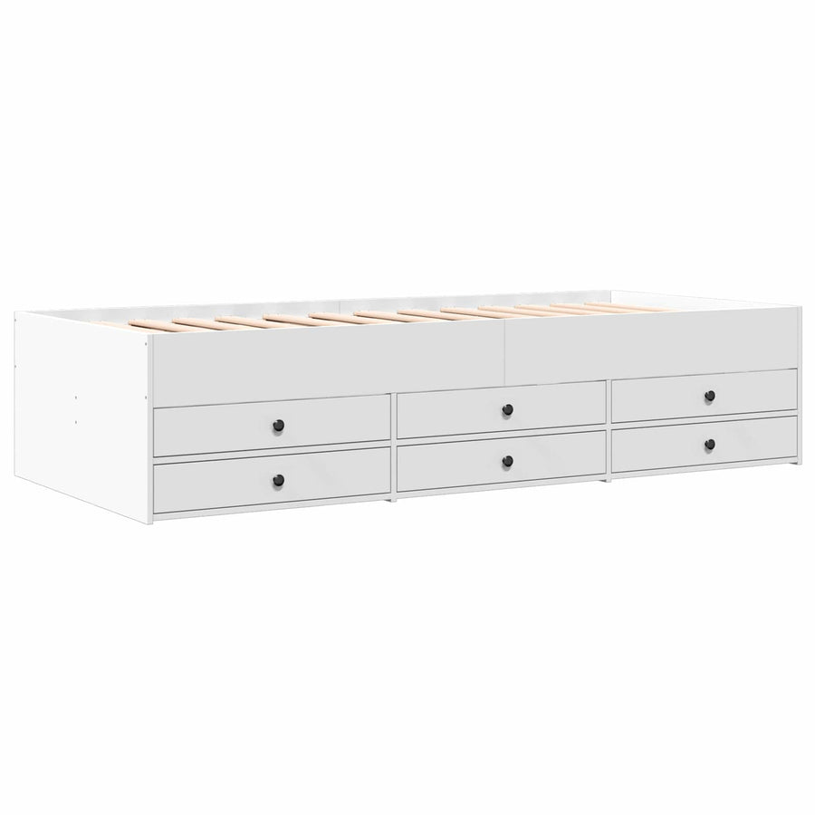 Bedframe met opslag met lade Wit 80 x 200 cm Bewerkt hout