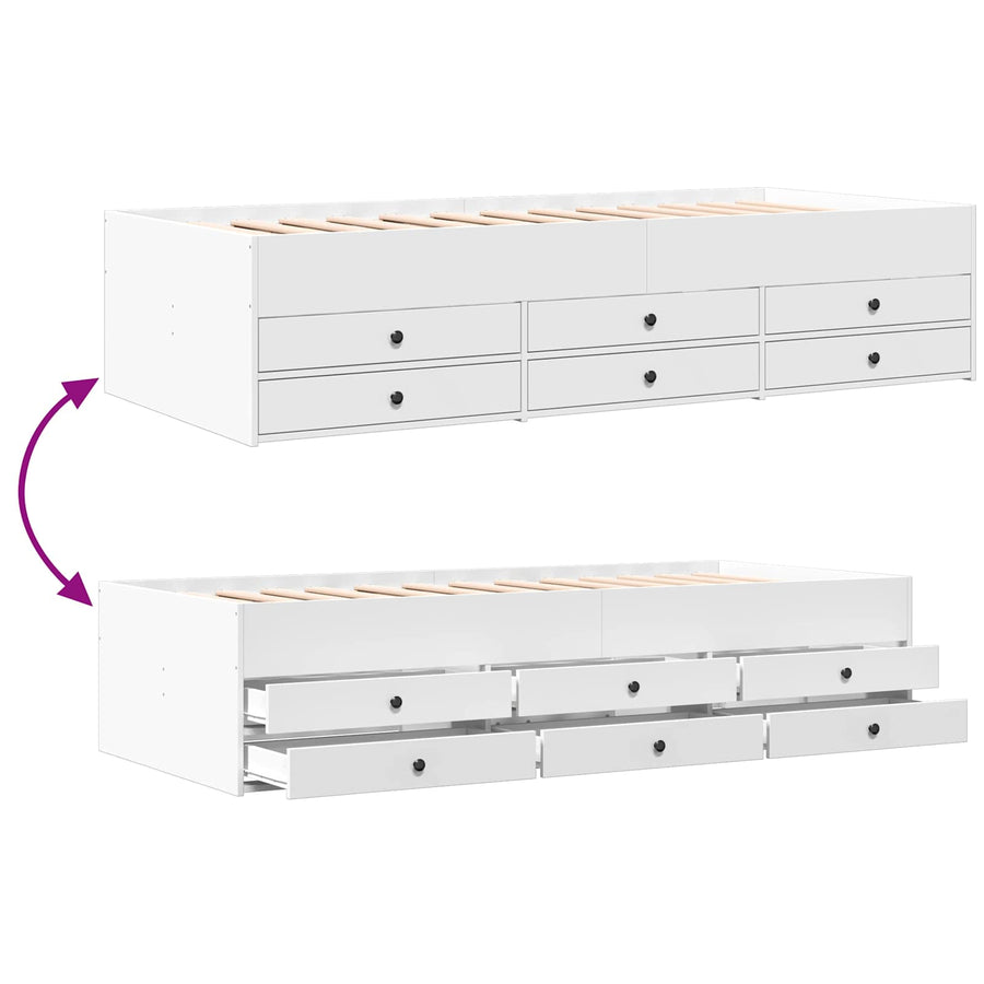 Bedframe met opslag met lade Wit 80 x 200 cm Bewerkt hout