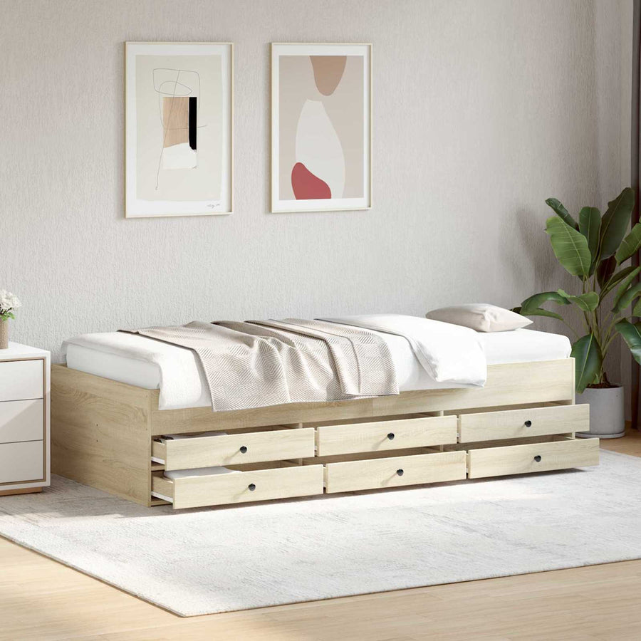 Bedframe met opslag Sonoma Eiken 80 x 200 cm Bewerkt hout