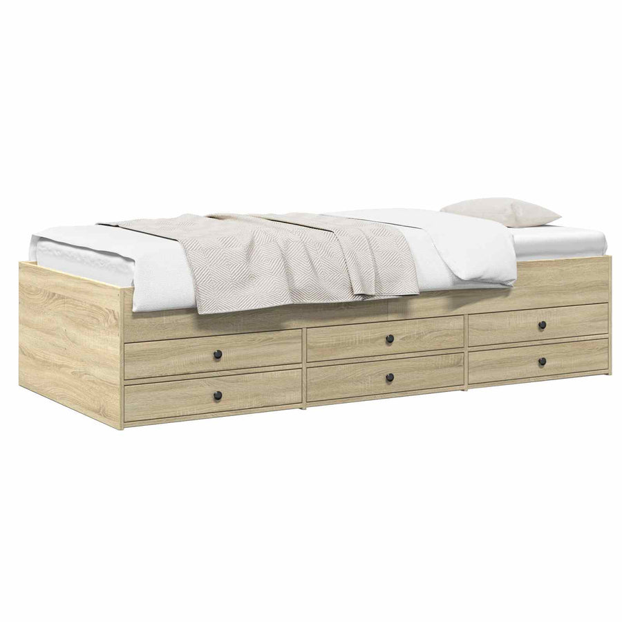 Bedframe met opslag Sonoma Eiken 80 x 200 cm Bewerkt hout