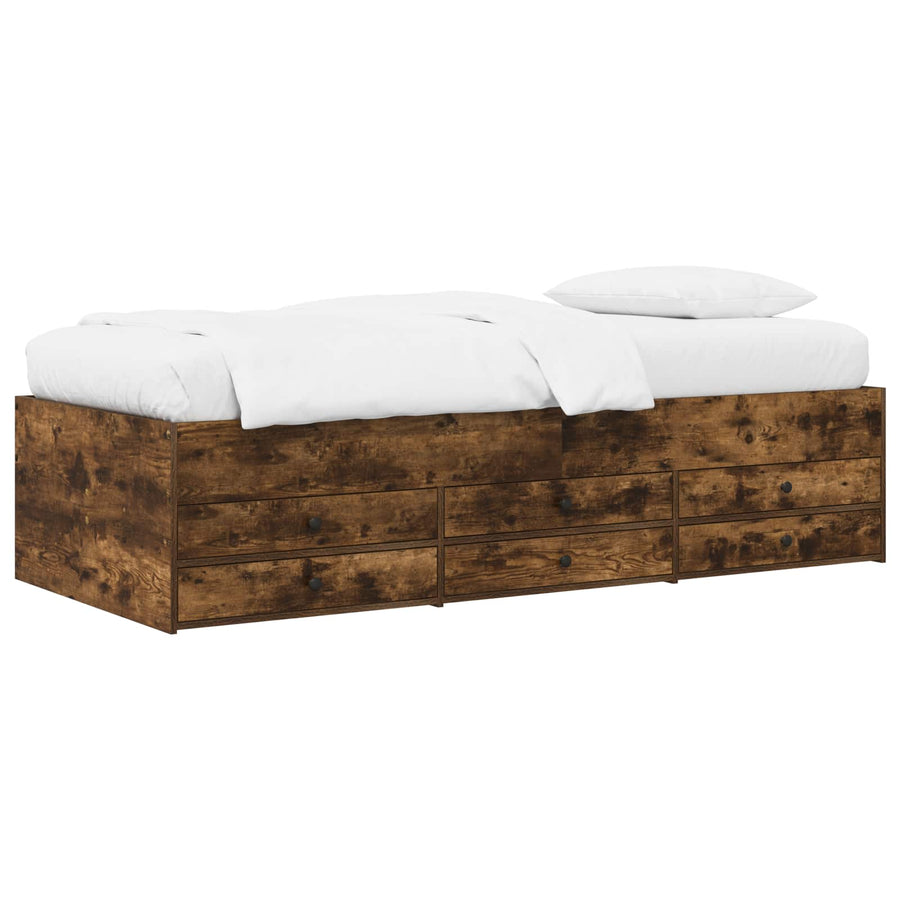 Bedframe met opslag Gerookt eiken 80 x 200 cm Bewerkt hout