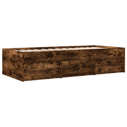 Bedframe met opslag Gerookt eiken 80 x 200 cm Bewerkt hout