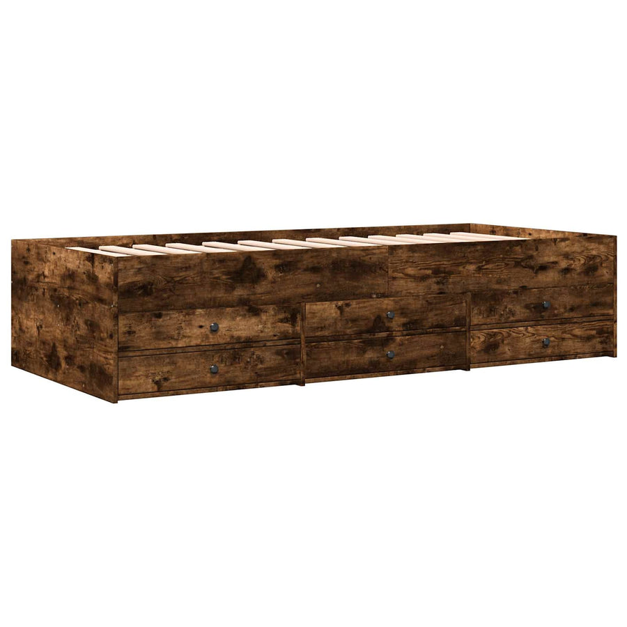 Bedframe met opslag Gerookt eiken 80 x 200 cm Bewerkt hout