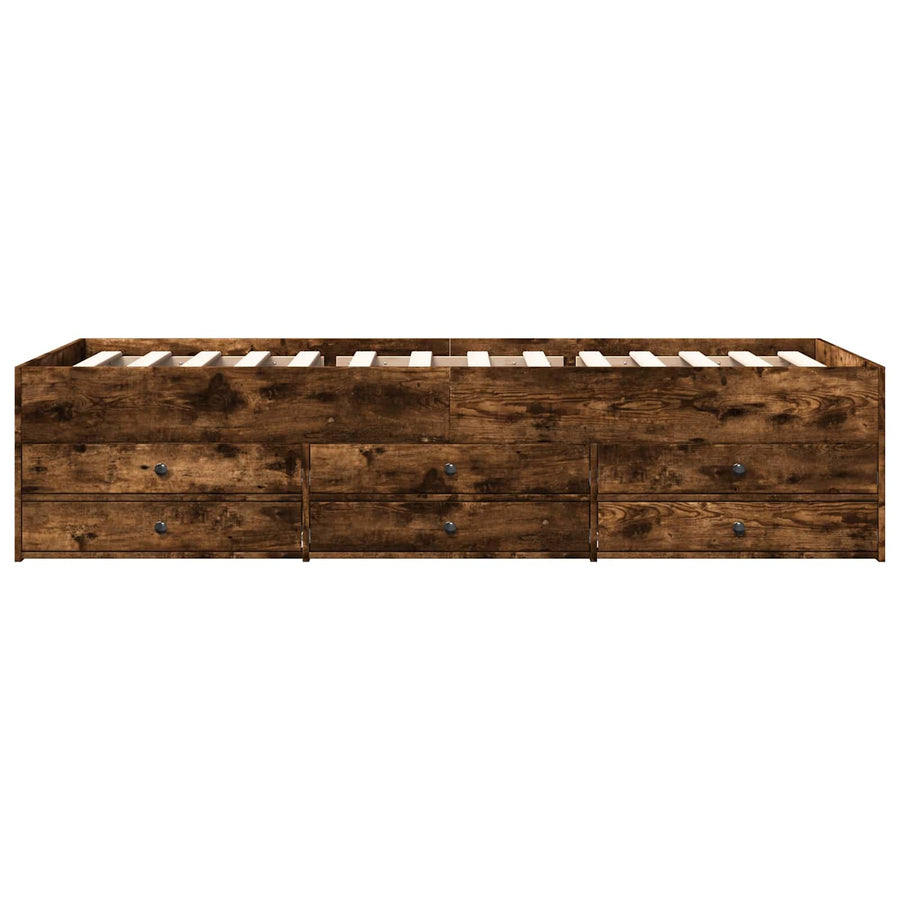 Bedframe met opslag Gerookt eiken 80 x 200 cm Bewerkt hout