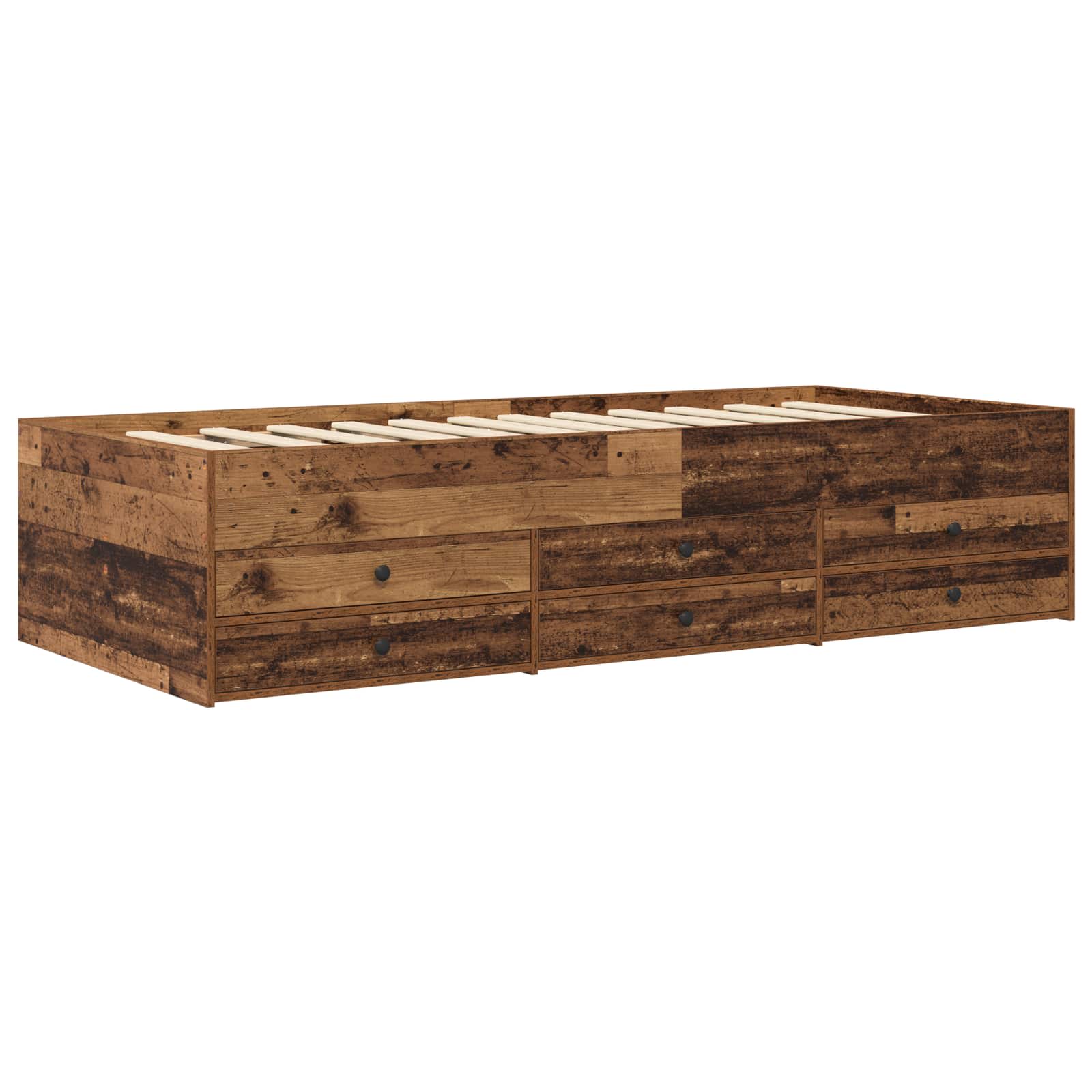 Bedframe met opslag met lade Oud hout 80 x 200 cm Bewerkt hout