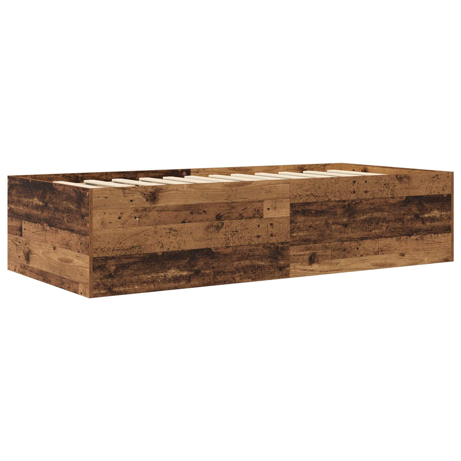 Bedframe met opslag met lade Oud hout 80 x 200 cm Bewerkt hout