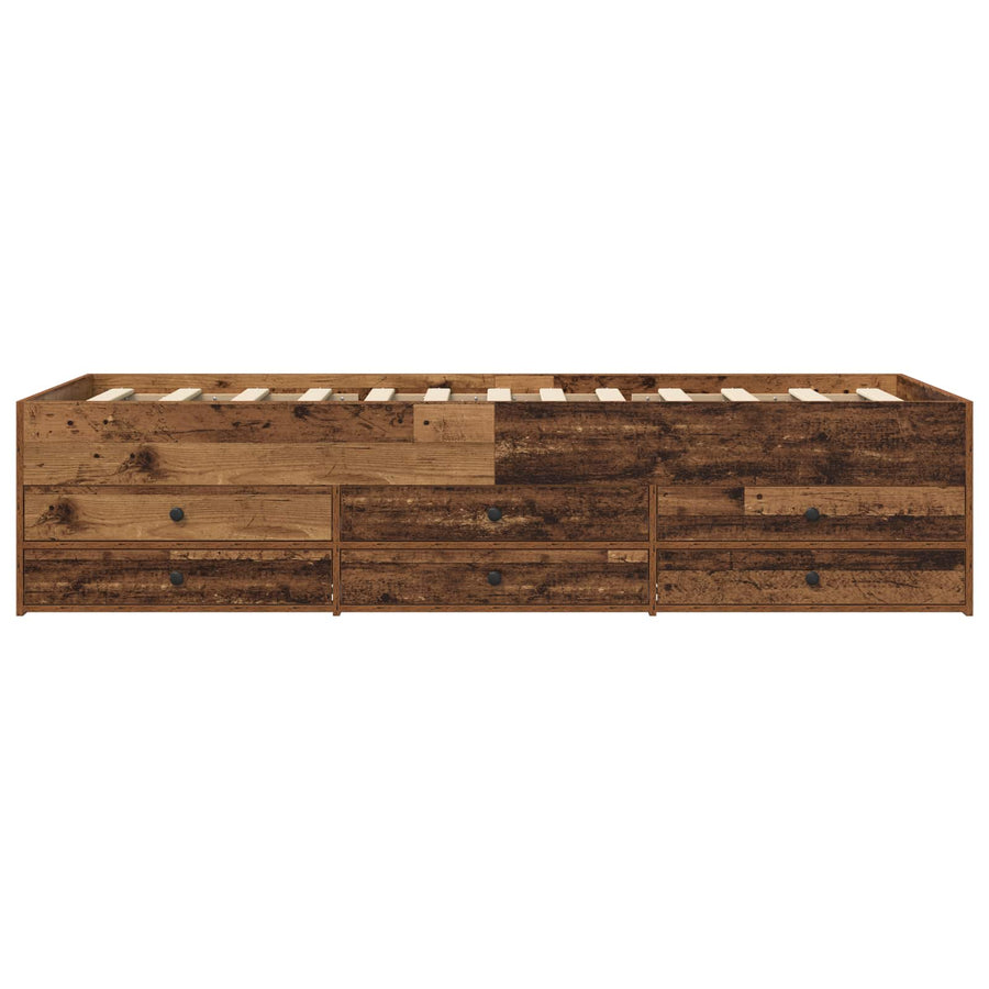 Bedframe met opslag met lade Oud hout 80 x 200 cm Bewerkt hout