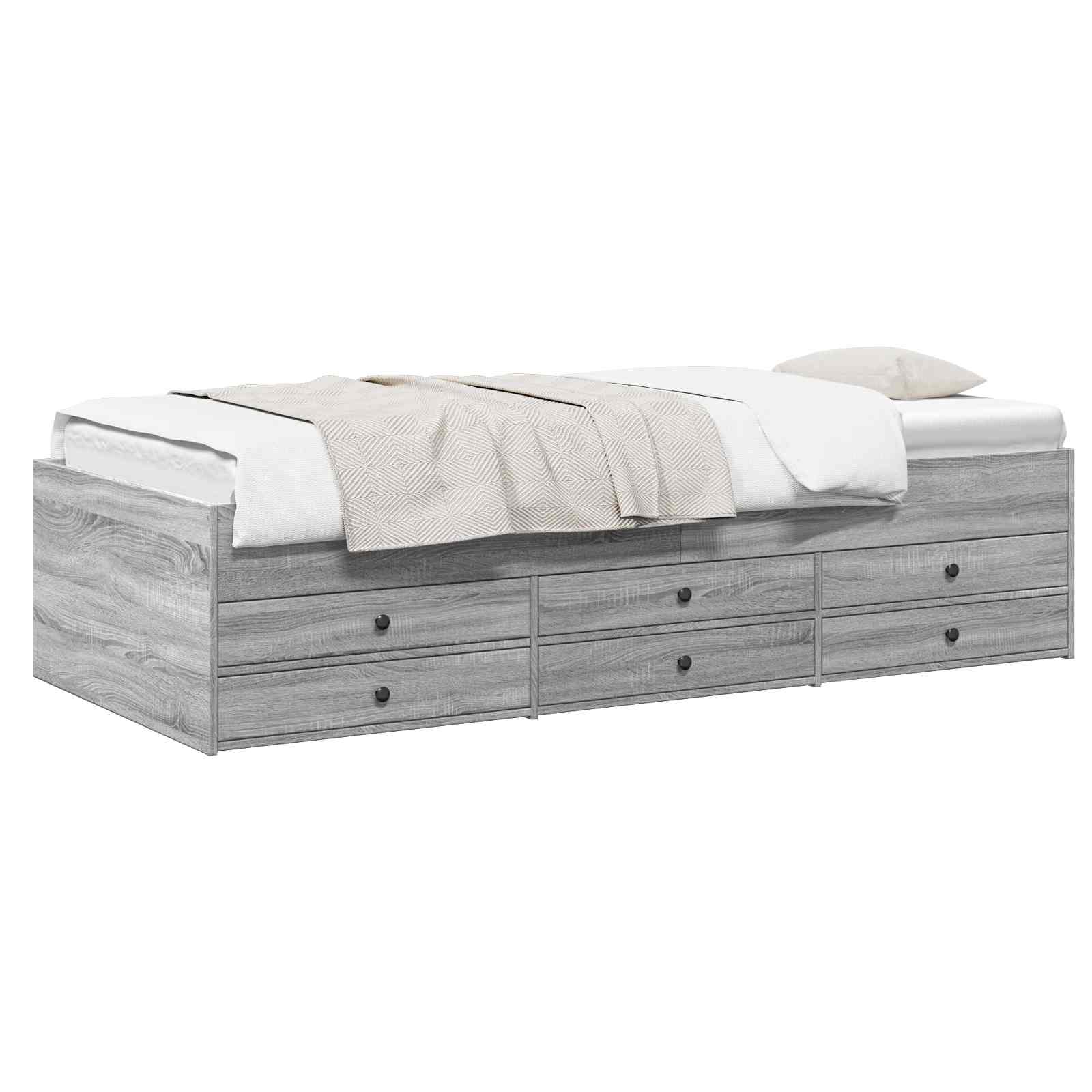 Bedframe met opslag Grijs Sonoma 80 x 200 cm Bewerkt hout