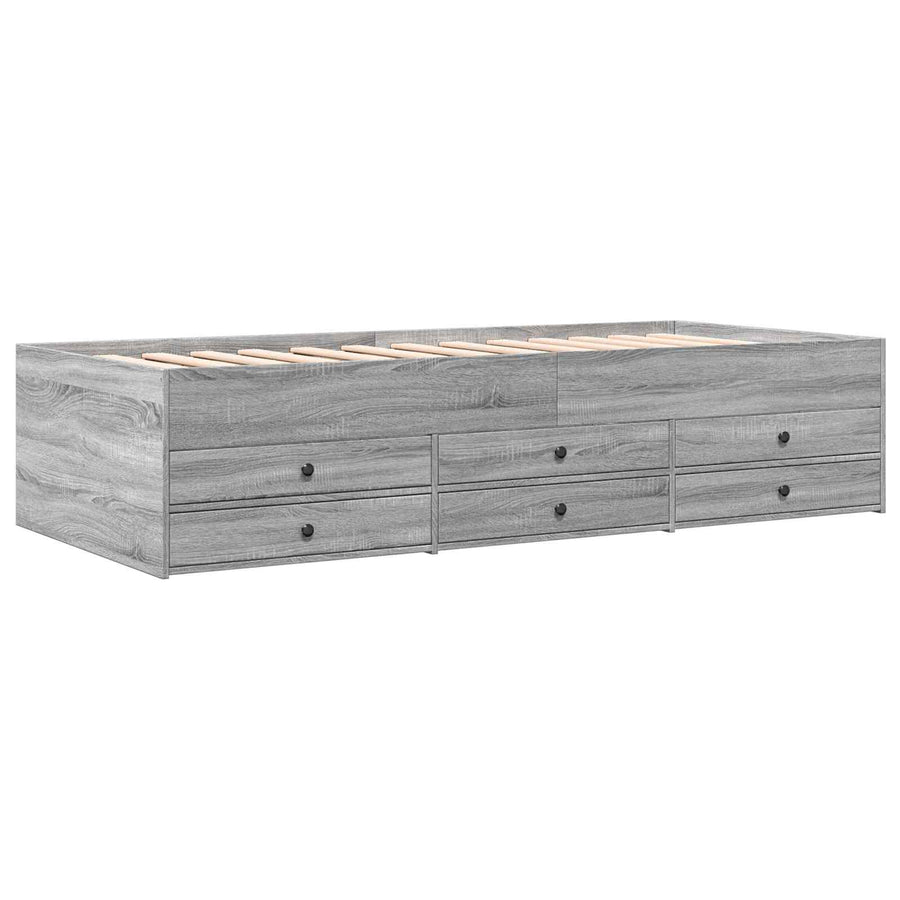 Bedframe met opslag Grijs Sonoma 80 x 200 cm Bewerkt hout