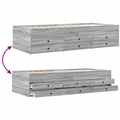 Bedframe met opslag Grijs Sonoma 80 x 200 cm Bewerkt hout