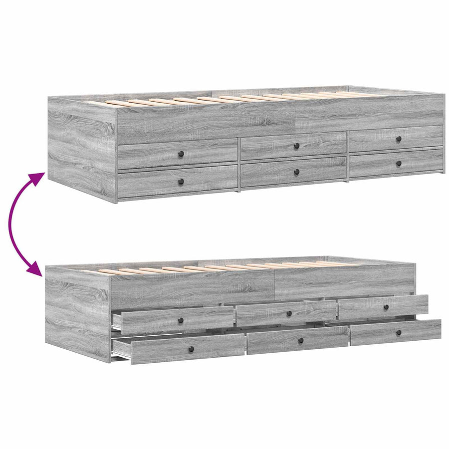 Bedframe met opslag Grijs Sonoma 80 x 200 cm Bewerkt hout