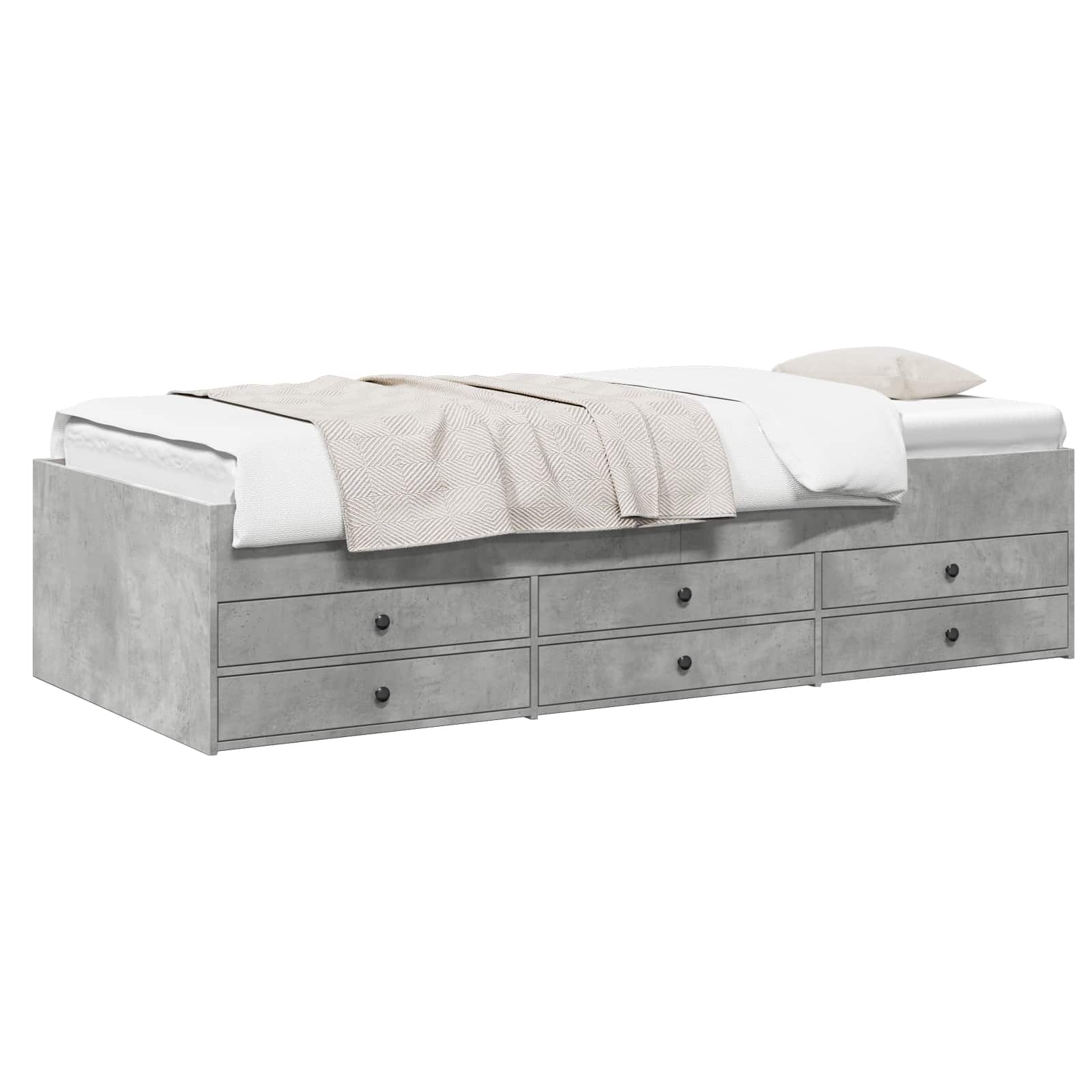 Bedframe met opslag Betongrijs 80 x 200 cm Bewerkt hout