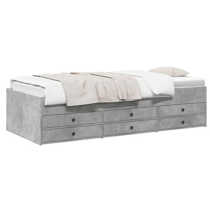 Bedframe met opslag Betongrijs 80 x 200 cm Bewerkt hout