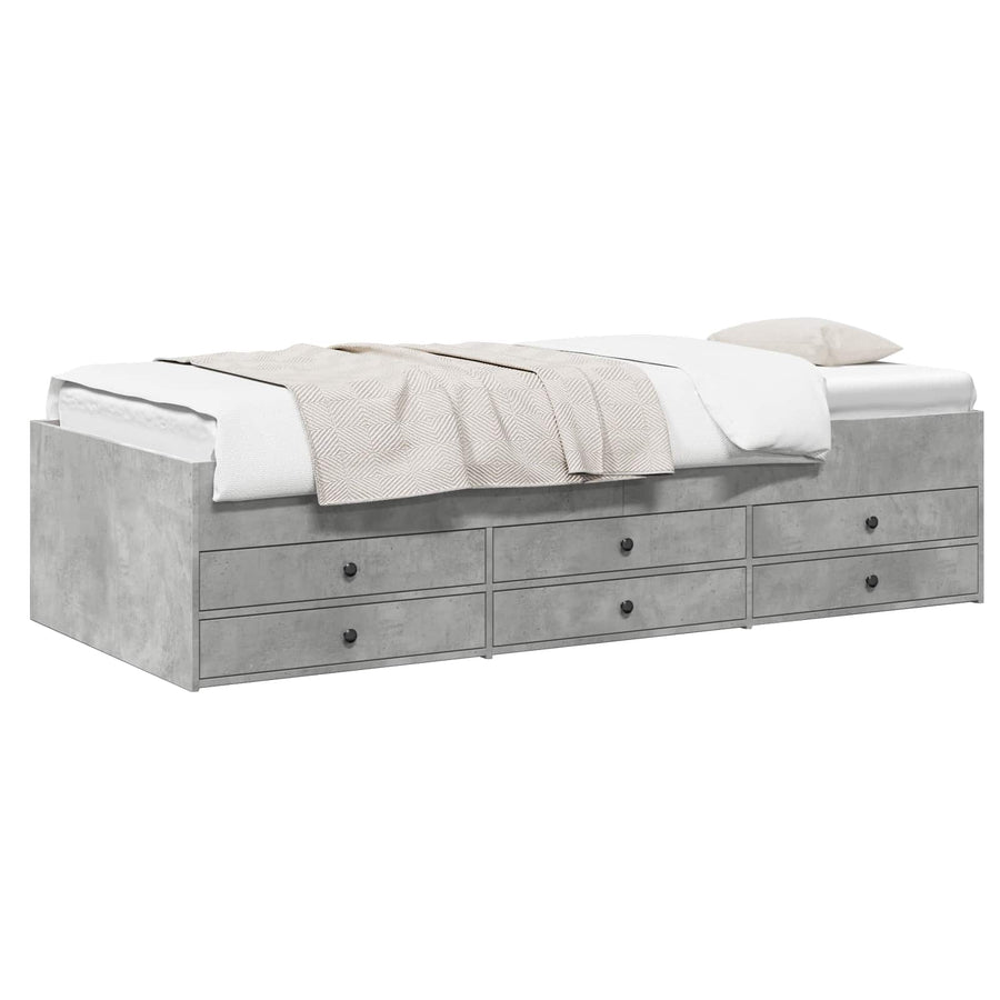 Bedframe met opslag Betongrijs 80 x 200 cm Bewerkt hout
