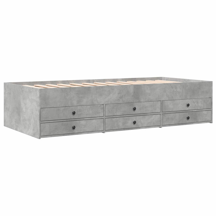 Bedframe met opslag Betongrijs 80 x 200 cm Bewerkt hout
