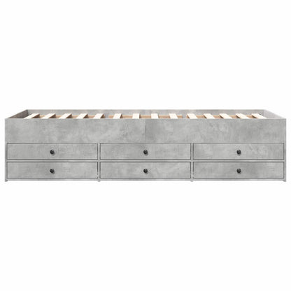 Bedframe met opslag Betongrijs 80 x 200 cm Bewerkt hout