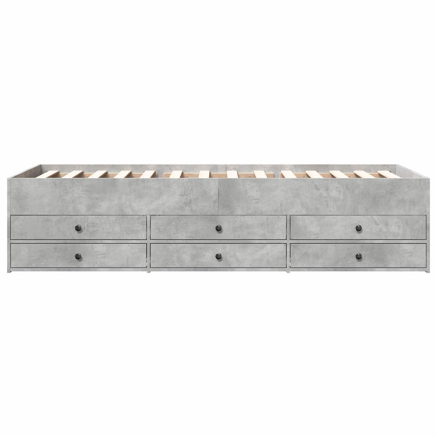 Bedframe met opslag Betongrijs 80 x 200 cm Bewerkt hout