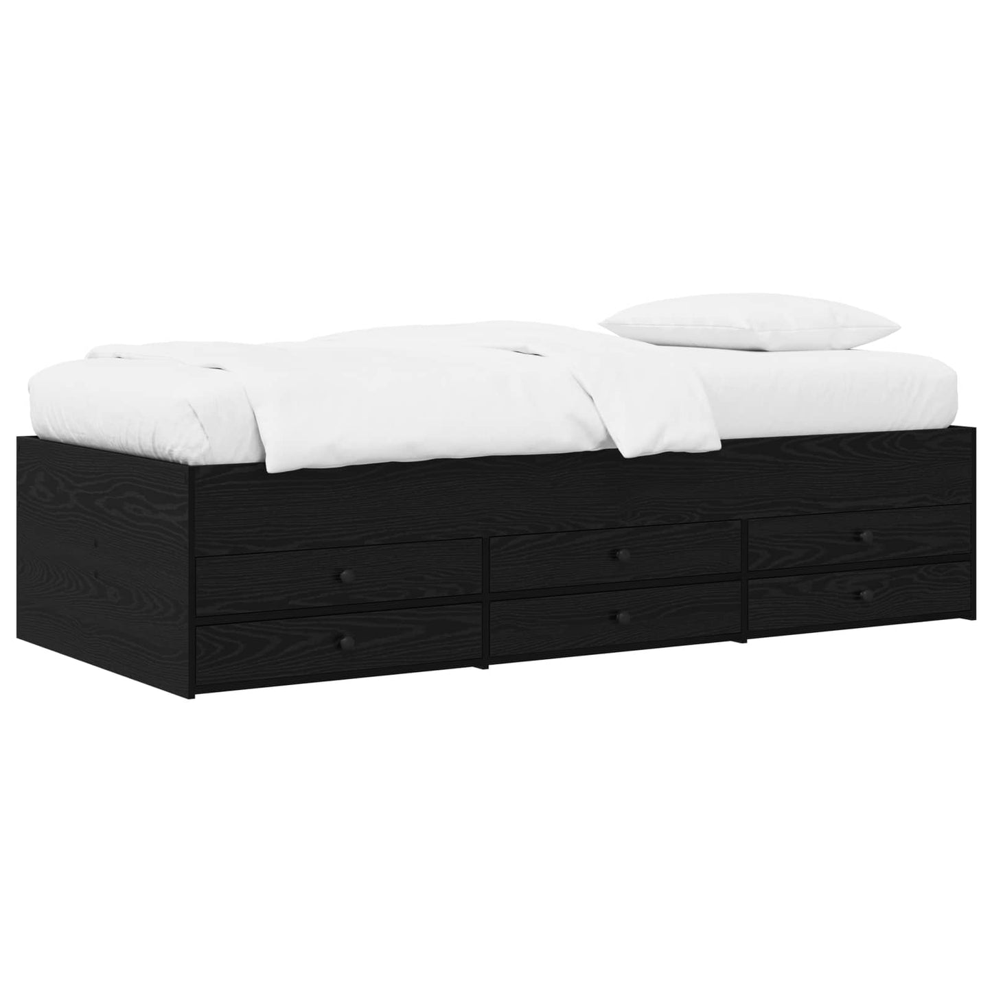 Bedframe met opslag Zwart eiken 80 x 200 cm Bewerkt hout