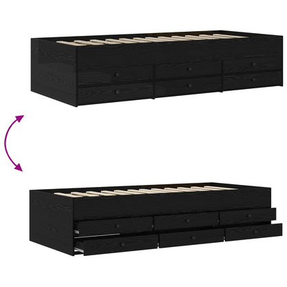 Bedframe met opslag Zwart eiken 80 x 200 cm Bewerkt hout