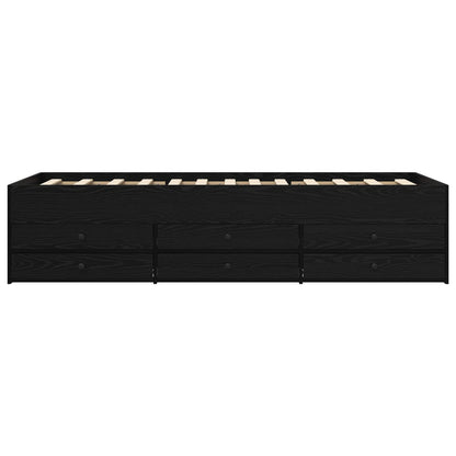 Bedframe met opslag Zwart eiken 80 x 200 cm Bewerkt hout