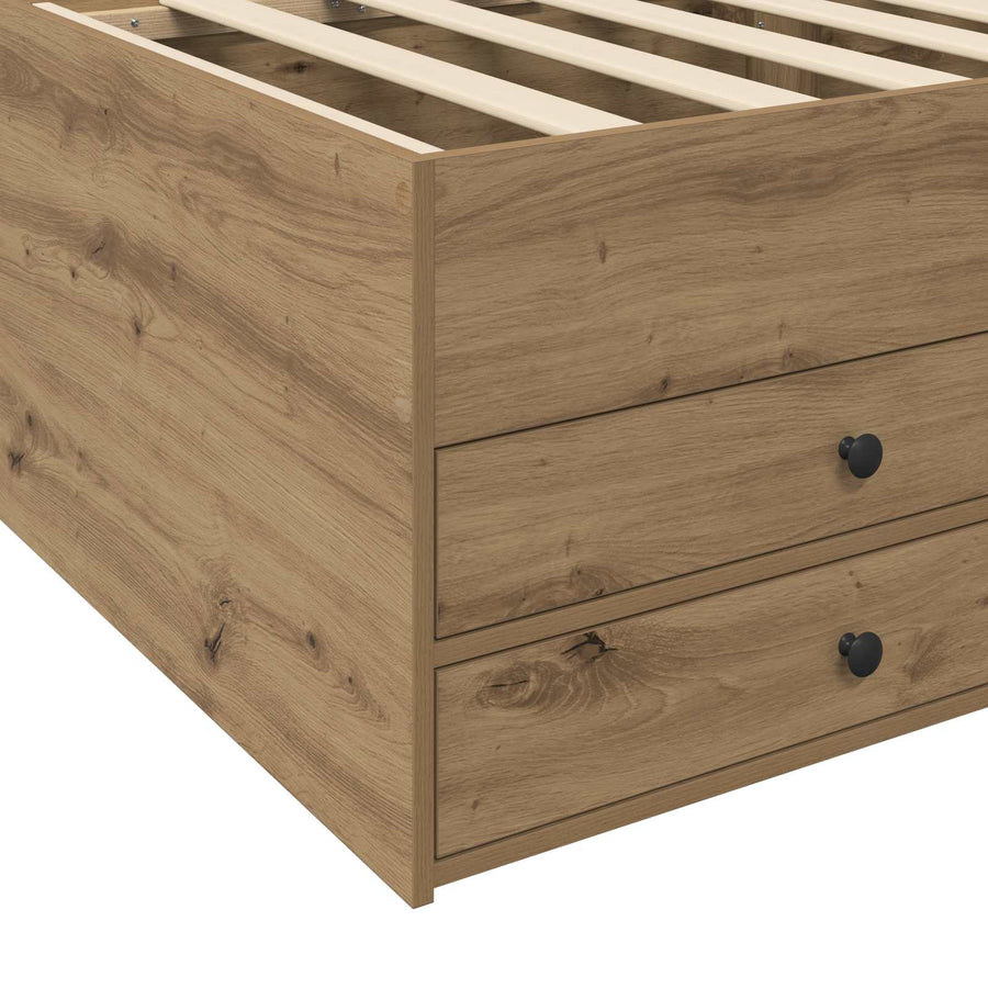 Bedframe met opslag Artisanaal eiken 80 x 200 cm Bewerkt hout