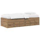 Bedframe met opslag Artisanaal eiken 80 x 200 cm Bewerkt hout