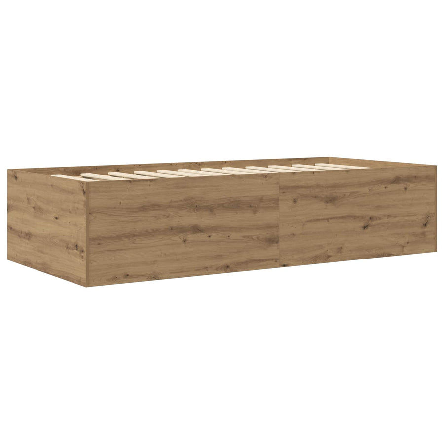 Bedframe met opslag Artisanaal eiken 80 x 200 cm Bewerkt hout